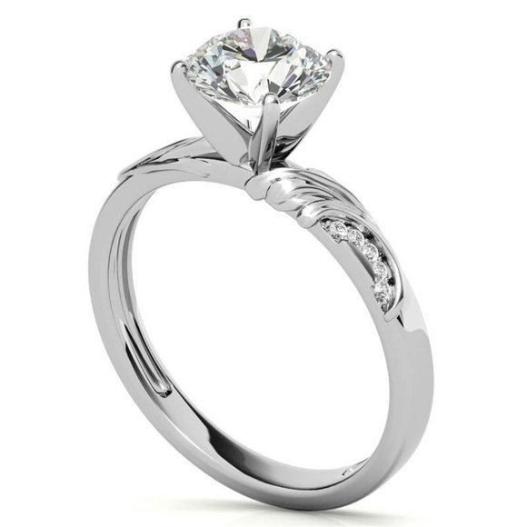 4.0Carat -9.0mm Asscher Moissanite Floral Accent Engagement Ring - Picture 4 of 6